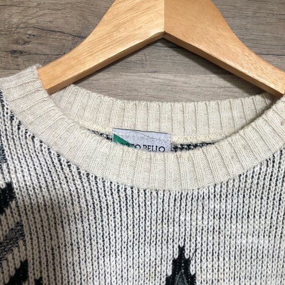 Vintage Geometric Cotton Blend Oversize Crewneck  Grandpa Sweater Large - Picture 4 of 10